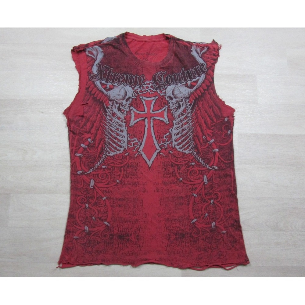 Xtreme Couture Cut Sleeve T-Shirt Men's (L) AOP MMA Ultimate Fighting Tank USA